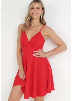 Czerwona Rozkloszowana Sukienka Mini na Regulowanych Ramiączkach Kionidim ze sklepu Born2be Odzież w kategorii Sukienki - zdjęcie 160072630