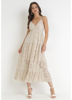 Beżowa Sukienka Trisa ze sklepu Born2be Odzież w kategorii Sukienki - zdjęcie 160077861