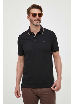 BOSS polo bawełniane kolor czarny gładki 50494697 ze sklepu ANSWEAR.com w kategorii T-shirty męskie - zdjęcie 160083633