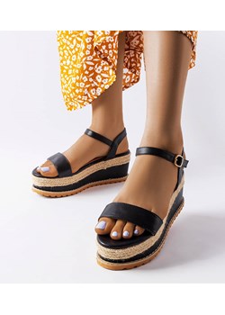 Czarne sandały na koturnie Access ze sklepu gemre w kategorii Espadryle damskie - zdjęcie 160085100