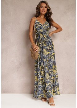 Granatowo-Żółta Rozkloszowana Sukienka Maxi na Ramiączkach Sofiela ze sklepu Renee odzież w kategorii Sukienki - zdjęcie 160091621