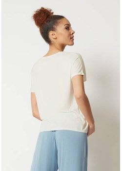 Koszulka damska z bambusa Skiny kremowa 80774 ze sklepu piubiu_pl w kategorii Bluzki damskie - zdjęcie 160093213