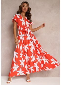 Czerwona Wiskozowa Sukienka Maxi z Gumką w Talii i Plisowanym Dołem Martisa ze sklepu Renee odzież w kategorii Sukienki - zdjęcie 160121970