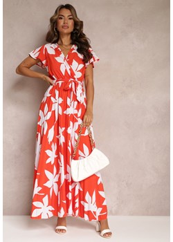Czerwona Wiskozowa Sukienka Maxi z Gumką w Talii i Plisowanym Dołem Martisa ze sklepu Renee odzież w kategorii Sukienki - zdjęcie 160121971