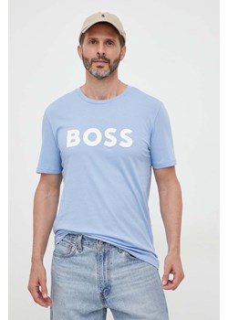 BOSS t-shirt bawełniany BOSS CASUAL kolor niebieski z nadrukiem 50481923 ze sklepu ANSWEAR.com w kategorii T-shirty męskie - zdjęcie 160146034