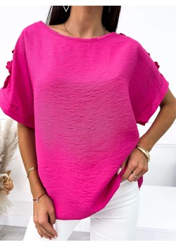 Różowa Bluzeczka z Ozdobnym Rękawkiem ze sklepu ModnaKiecka.pl w kategorii Bluzki damskie - zdjęcie 160149814