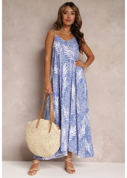 Niebieska Rozkloszowana Sukienka Maxi na Ramiączkach Dris ze sklepu Renee odzież w kategorii Sukienki - zdjęcie 160197684