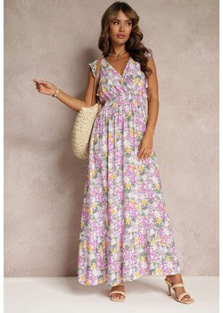Fioletowa Wiskozowa Rozkloszowana Sukienka z Gumką w Talii Jasa ze sklepu Renee odzież w kategorii Sukienki - zdjęcie 160197760