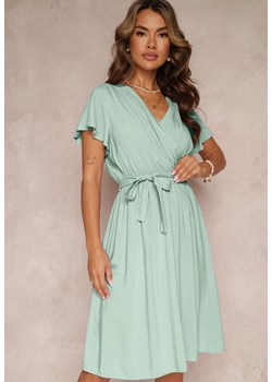 Jasnozielona Rozkloszowana Sukienka Midi z Wiązanym Paskiem Elemia ze sklepu Renee odzież w kategorii Sukienki - zdjęcie 160207554