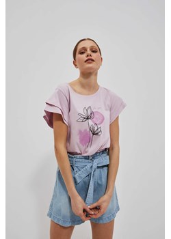 T-shirt z nadrukiem liliowy ze sklepu Moodo.pl w kategorii Bluzki damskie - zdjęcie 160208213