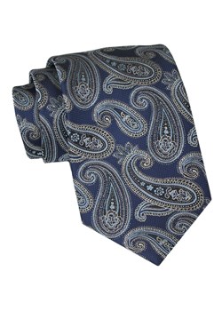 Klasyczny Krawat Męski - ALTIES - Ciemnoniebieski, Wzór Paisley KRALTS0899 ze sklepu JegoSzafa.pl w kategorii Krawaty - zdjęcie 160216740