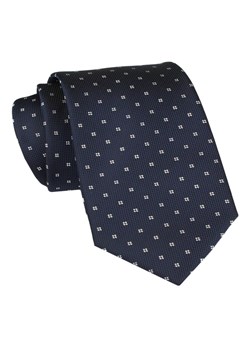 Klasyczny Krawat Męski - ALTIES - Ciemny Granat w Groszki KRALTS0881 ze sklepu JegoSzafa.pl w kategorii Krawaty - zdjęcie 160216744