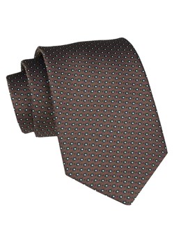 Klasyczny Krawat Męski - ALTIES - Drobny Groszek, Brązowy KRALTS0886 ze sklepu JegoSzafa.pl w kategorii Krawaty - zdjęcie 160216752