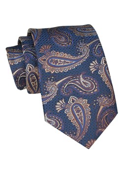 Klasyczny Krawat Męski - ALTIES - Granat, Duży Wzór Paisley KRALTS0901 ze sklepu JegoSzafa.pl w kategorii Krawaty - zdjęcie 160216762