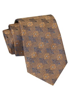 Klasyczny Krawat Męski - ALTIES - Karmelowy w Kwiaty KRALTS0895 ze sklepu JegoSzafa.pl w kategorii Krawaty - zdjęcie 160216780