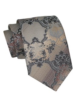 Klasyczny Krawat Męski - ALTIES - Odcienie Beżu, Duży Wzór KRALTS0913 ze sklepu JegoSzafa.pl w kategorii Krawaty - zdjęcie 160216794