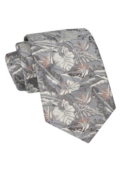 Klasyczny Krawat Męski - ALTIES - Odcienie Szarości, Liście, Kwiaty KRALTS0893 ze sklepu JegoSzafa.pl w kategorii Krawaty - zdjęcie 160216802
