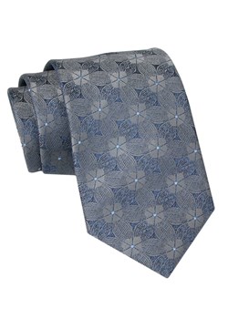 Klasyczny Krawat Męski - ALTIES - Popiel, Niebieski, w Kwiaty KRALTS0898 ze sklepu JegoSzafa.pl w kategorii Krawaty - zdjęcie 160216804