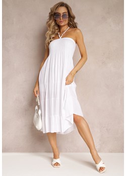 Biała Sukienka Midi bez Ramiączek z Wiskozy Arme ze sklepu Renee odzież w kategorii Sukienki - zdjęcie 160219022