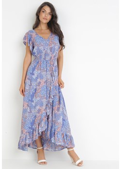 Niebieska Sukienka Maxi z Wiskozy z Gumką w Pasie Elweli ze sklepu Born2be Odzież w kategorii Sukienki - zdjęcie 160288392