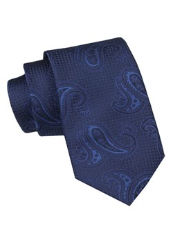Klasyczny Męski Krawat - ALTIES - Granat, Wzór Paisley KRALTS0930 ze sklepu JegoSzafa.pl w kategorii Krawaty - zdjęcie 160291733