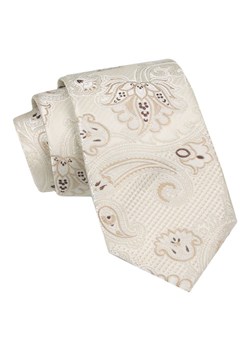 Klasyczny Męski Krawat - ALTIES - Jasny Beż, Kwiaty KRALTS0938 ze sklepu JegoSzafa.pl w kategorii Krawaty - zdjęcie 160291743