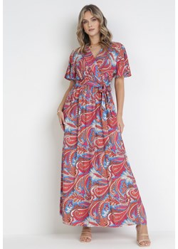 Bordowa Rozkloszowana Sukienka Maxi z Wiskozy Duslia ze sklepu Born2be Odzież w kategorii Sukienki - zdjęcie 160312194
