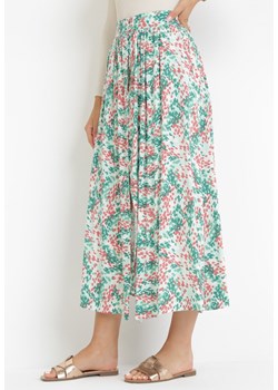 Zielona Wiskozowa Spódnica Maxi z Gumką w Pasie w Kwiatki Perisla ze sklepu Born2be Odzież w kategorii Spódnice - zdjęcie 160314984