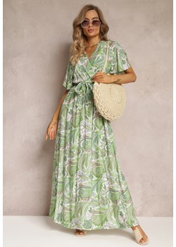 Jasnozielona Rozkloszowana Sukienka Maxi z Gumką w Pasie Aishe ze sklepu Renee odzież w kategorii Sukienki - zdjęcie 160315493