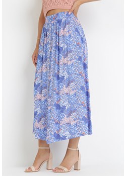 Niebieska Spódnica Maxi w Kwiaty z Wiskozy na Guziki Viollca ze sklepu Born2be Odzież w kategorii Spódnice - zdjęcie 160317601