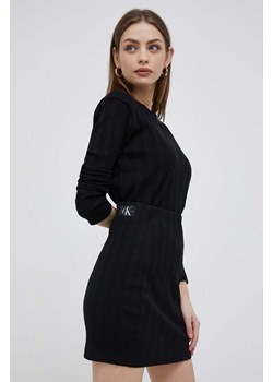 Calvin Klein Jeans spódnica kolor czarny mini prosta ze sklepu ANSWEAR.com w kategorii Spódnice - zdjęcie 160325263