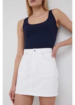 Pepe Jeans spódnica jeansowa bawełniana Rachel Skirt kolor biały mini prosta ze sklepu ANSWEAR.com w kategorii Spódnice - zdjęcie 160326784