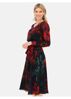 Granatowa sukienka midi w kwiatowy wzór Potis & Verso Rubi ze sklepu Eye For Fashion w kategorii Sukienki - zdjęcie 160409690