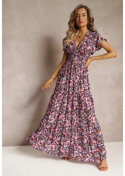 Granatowo-Różowa Sukienka z Wiskozy Deeba ze sklepu Renee odzież w kategorii Sukienki - zdjęcie 160409734