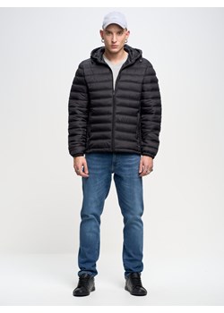 Pikowana kurtka męska z kapturem czarna Acarf 906 ze sklepu Big Star w kategorii Kurtki męskie - zdjęcie 160412431