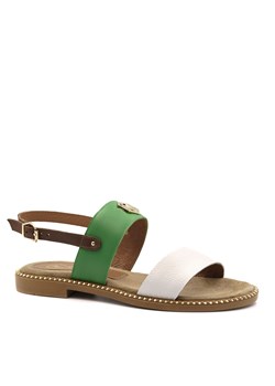 Biało zielone skórzane sandały 167P ze sklepu NESCIOR w kategorii Sandały damskie - zdjęcie 160415042
