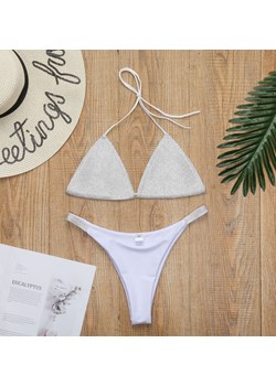 Dwuczęściowy strój kąpielowy bikini z cyrkoniami - Biały / S ze sklepu Lovita.pl w kategorii Majtki damskie - zdjęcie 160415862