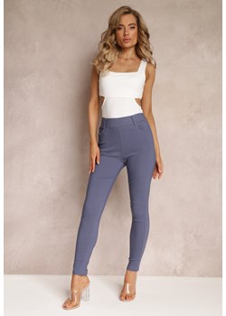 Niebieskie Spodnie Skinny z Talią High Waist Malga ze sklepu Renee odzież w kategorii Spodnie damskie - zdjęcie 160488490