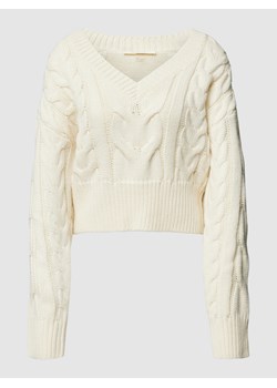 Sweter z dzianiny z wzorem warkocza ze sklepu Peek&Cloppenburg  w kategorii Swetry damskie - zdjęcie 160503714