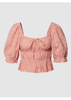 Bluzka z krótkim rękawem i kwiatowymi haftami ze sklepu Peek&Cloppenburg  w kategorii Bluzki damskie - zdjęcie 160708152