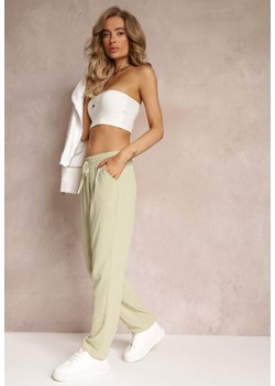 Jasnozielone Spodnie z Gumką w Pasie i Włóknem Bambusowym Ecili ze sklepu Renee odzież w kategorii Spodnie damskie - zdjęcie 160820710
