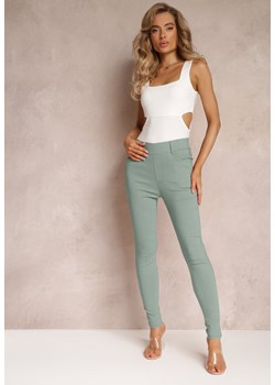 Zielone Spodnie Skinny z Talią High Waist Malga ze sklepu Renee odzież w kategorii Spodnie damskie - zdjęcie 160820720