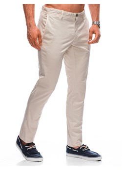 Spodnie męskie chino 1359P - beżowe ze sklepu Edoti w kategorii Spodnie męskie - zdjęcie 160889112
