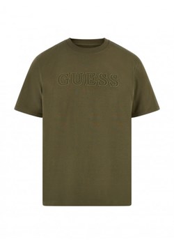 Męski t-shirt z nadrukiem GUESS SS ALPHY - oliwkowy ze sklepu Sportstylestory.com w kategorii T-shirty męskie - zdjęcie 160899732