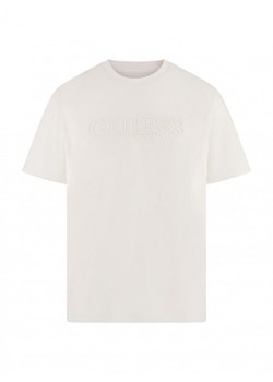 Męski t-shirt z nadrukiem GUESS SS ALPHY - kremowy ze sklepu Sportstylestory.com w kategorii T-shirty męskie - zdjęcie 160899734