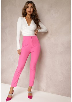Różowe Garniturowe Spodnie z Wysokim Stanem Saggie ze sklepu Renee odzież w kategorii Spodnie damskie - zdjęcie 160903994