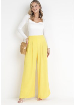 Żółte Spodnie Harmiera ze sklepu Born2be Odzież w kategorii Spodnie damskie - zdjęcie 160904130