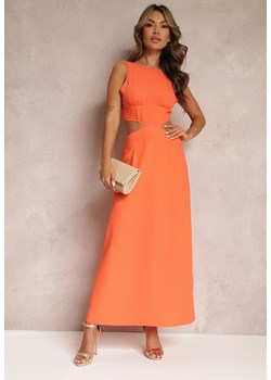 Pomarańczowa Sukienka Maxi z Wycięciami i Wiązaniem na Plecach Madissa ze sklepu Renee odzież w kategorii Sukienki - zdjęcie 160907354
