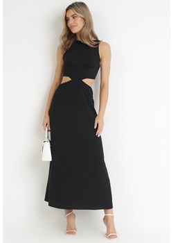 Czarna Trapezowa Sukienka Maxi z Wycięciami Amandika ze sklepu Born2be Odzież w kategorii Sukienki - zdjęcie 160907641