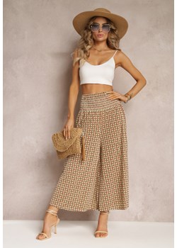 Jasnozielone Szerokie Spodnie z Gumką w Pasie Ruza ze sklepu Renee odzież w kategorii Spodnie damskie - zdjęcie 160920760